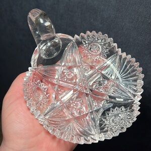 Vintage antique American Brilliant cut crystal glass nappy dish nut dish